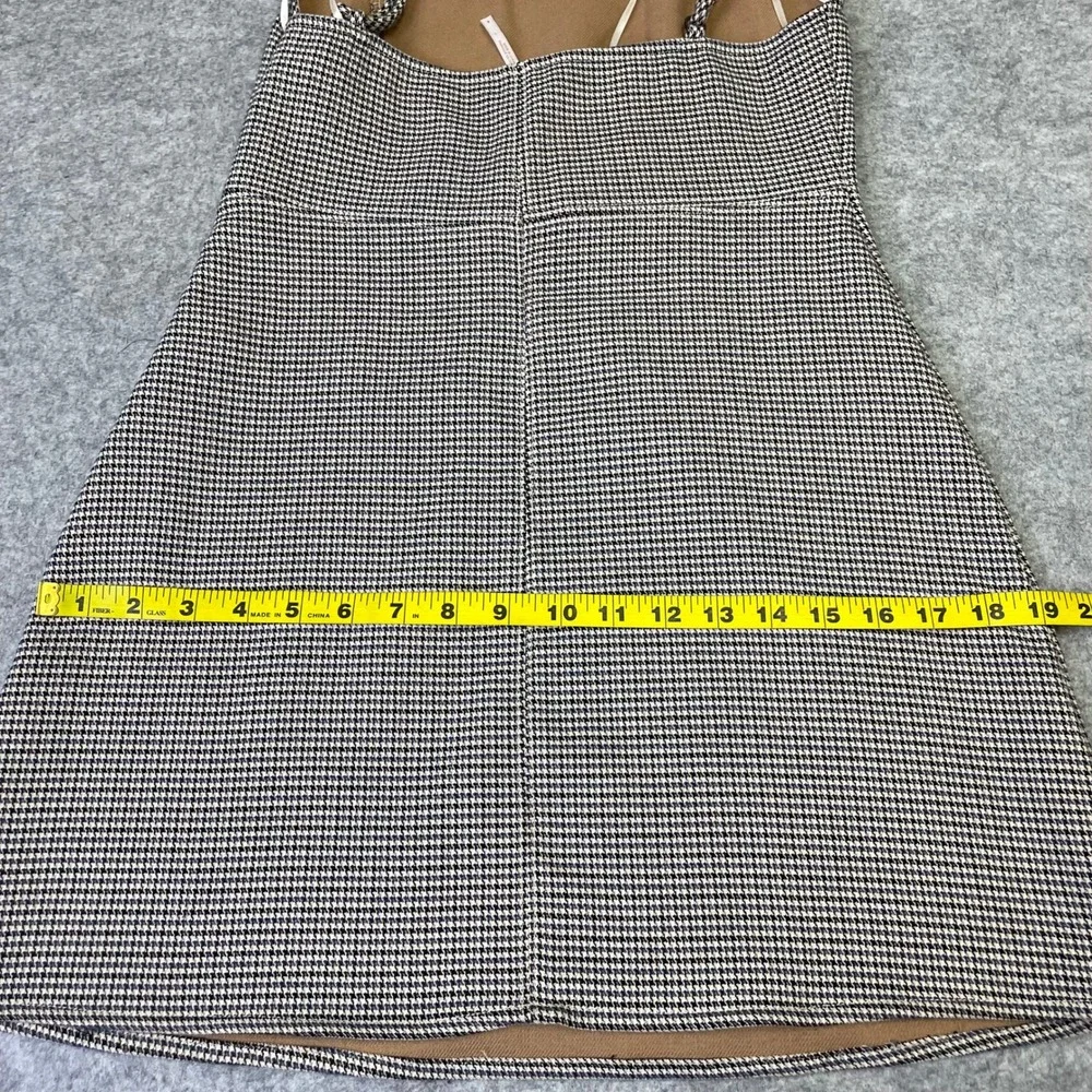 Free People Houndstooth Mini Dress Buckle Waist Spaghetti Strap Size 4